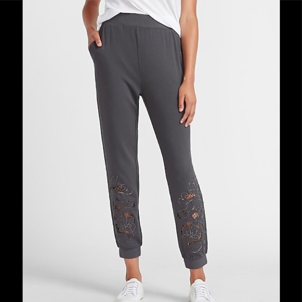 Express high waisted embroidered joggers